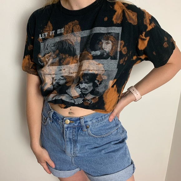 The Beatles Tops - THE BEATLES Bleach Tie Dye Graphic Band Tee